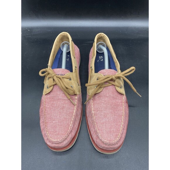 Sperry 2-Eye Top Sider Boat Shoes Mens Size 12 Red Canvas STS18768 - Picture 3 of 7